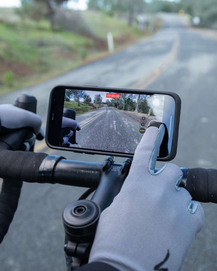 Using the phone while it's mounted on the Out Front Bike Mount